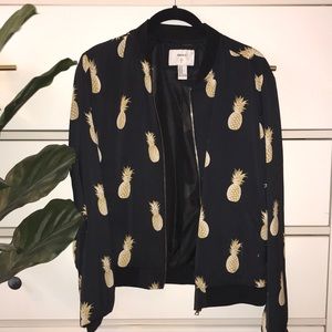 Pineapple print zip up jacket